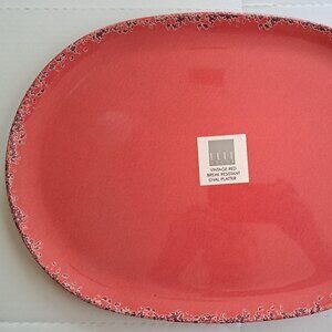 ELLE DECOR MELAMINE Oval Serving Platter 16-3/8" x 12” Vintage Red